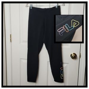 Vintage Fila Y2K 2000s black jogger leggings lightweight pants workout size M